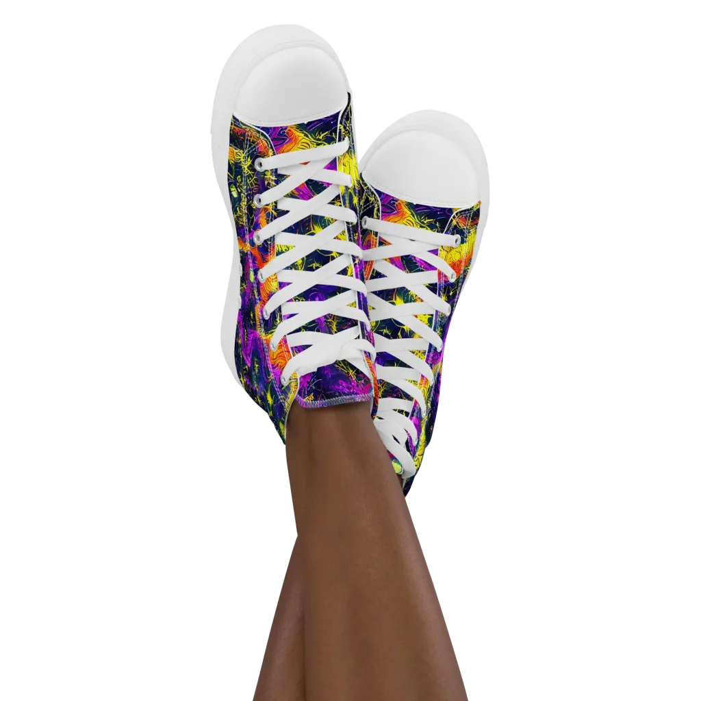 Nightfire Mosaic on Women's High Top Canvas Shoes — Front