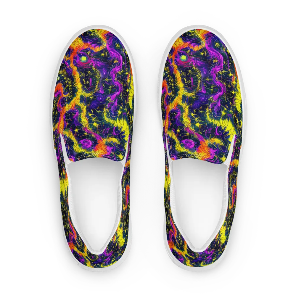 Nightfire Mosaic on Men's Slip-On Canvas Shoes — Front