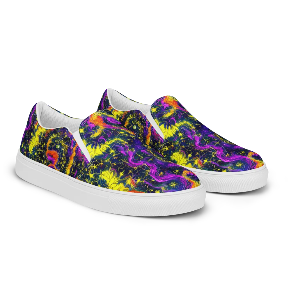 Nightfire Mosaic on Men's Slip-On Canvas Shoes — Right Front