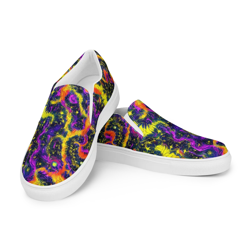 Nightfire Mosaic on Men's Slip-On Canvas Shoes — Left Front