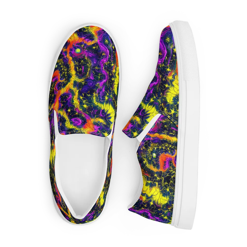 Nightfire Mosaic on Men's Slip-On Canvas Shoes — Front