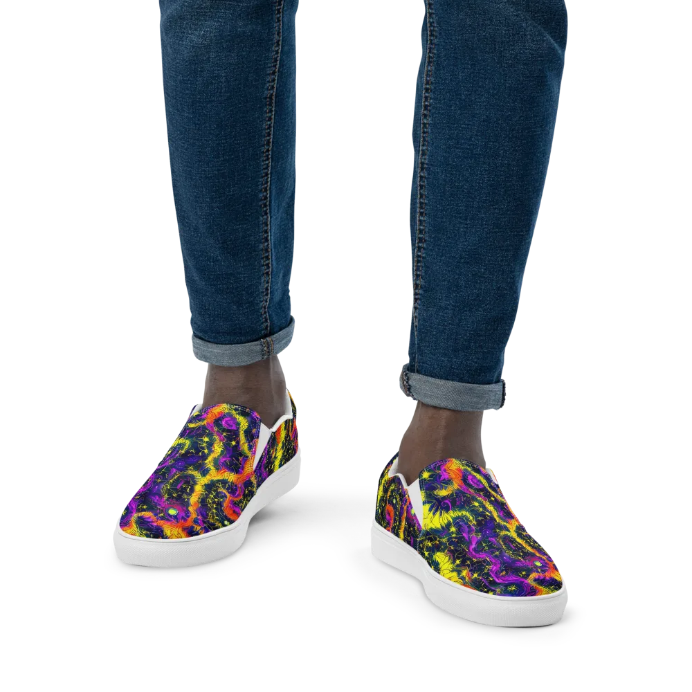 Nightfire Mosaic on Men's Slip-On Canvas Shoes — Front