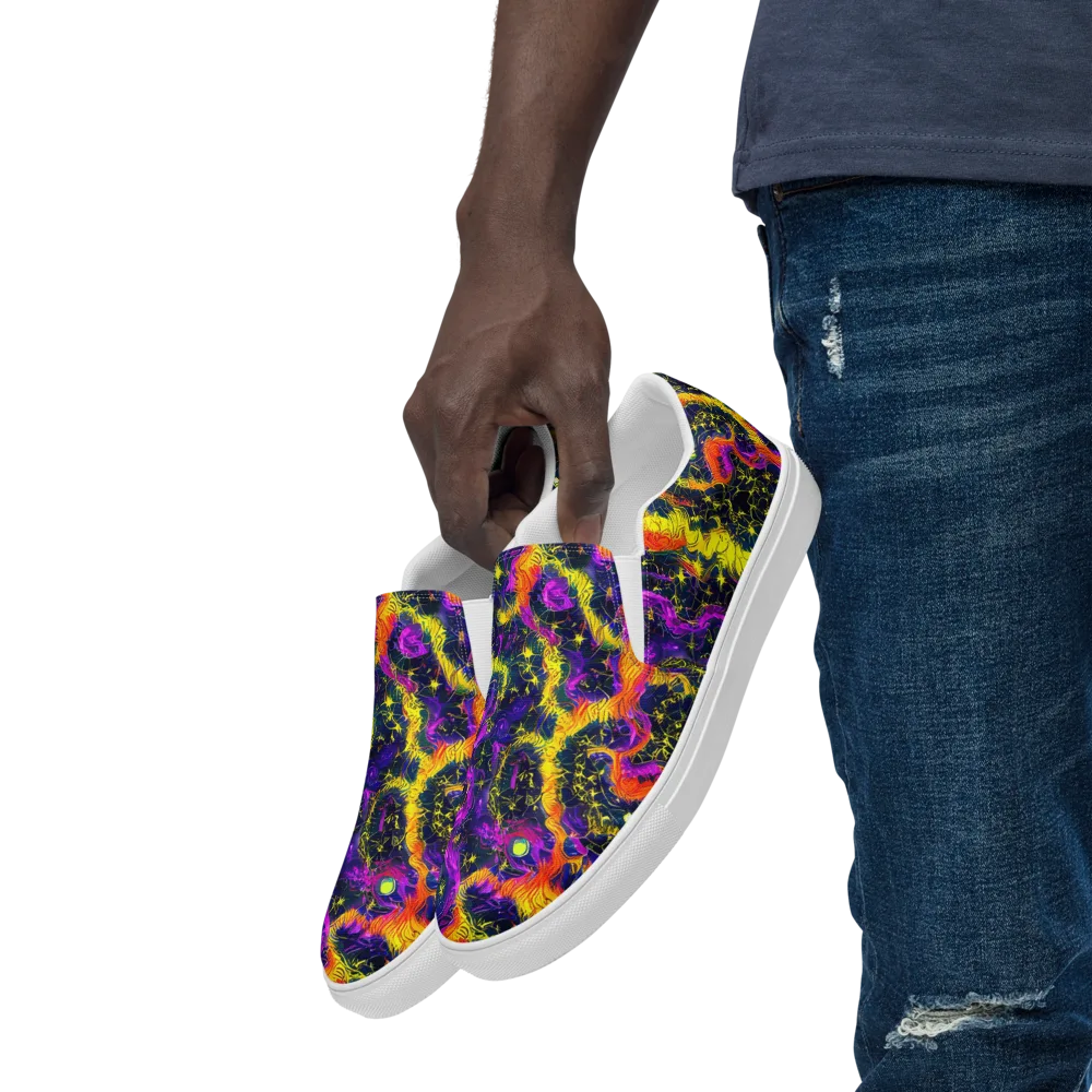 Nightfire Mosaic on Men's Slip-On Canvas Shoes — Left Front
