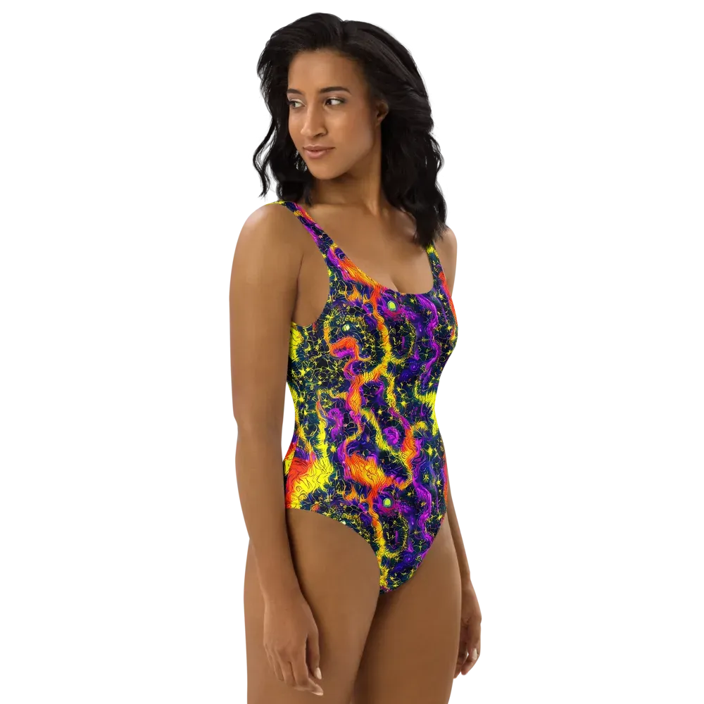 Nightfire Mosaic on One-Piece Swimsuit — Right