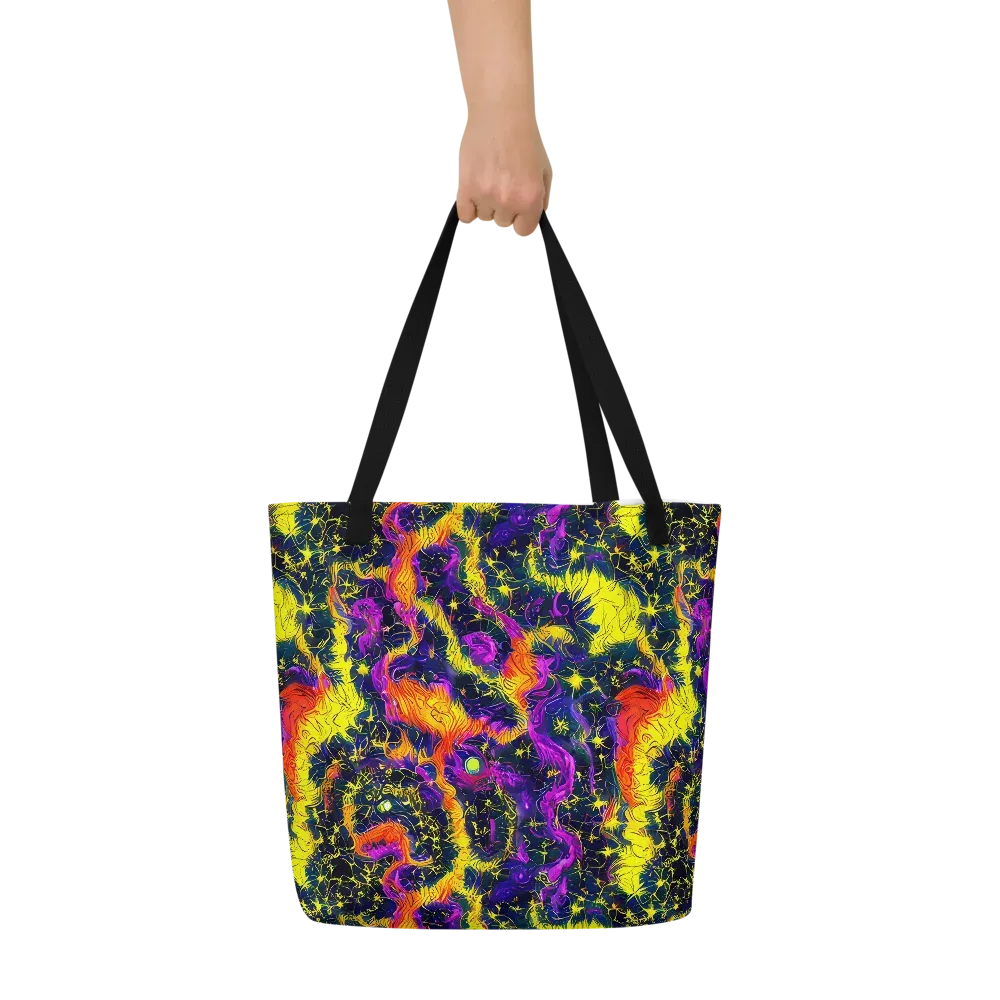 Nightfire Mosaic on Large Tote Bag W/ Pocket — Front