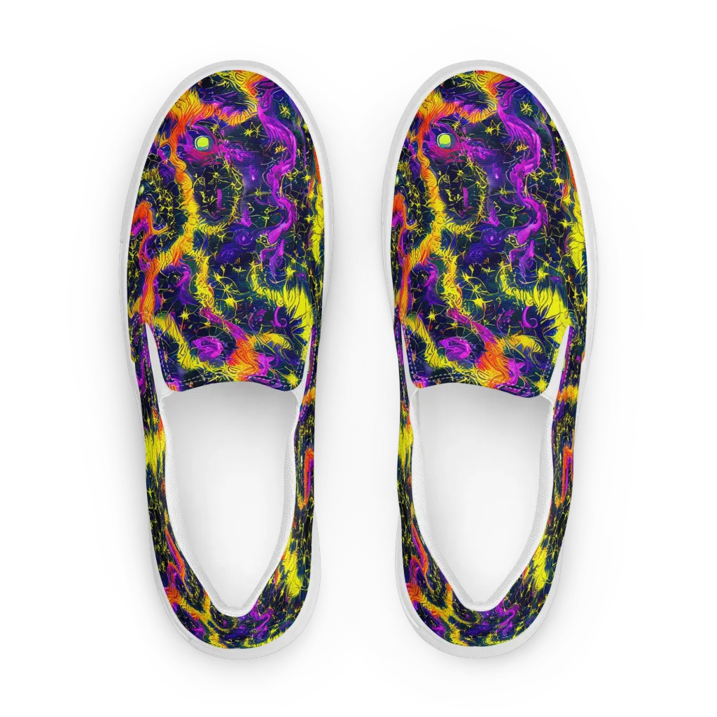 Nightfire Mosaic on Women's Slip-On Canvas Shoes — Front