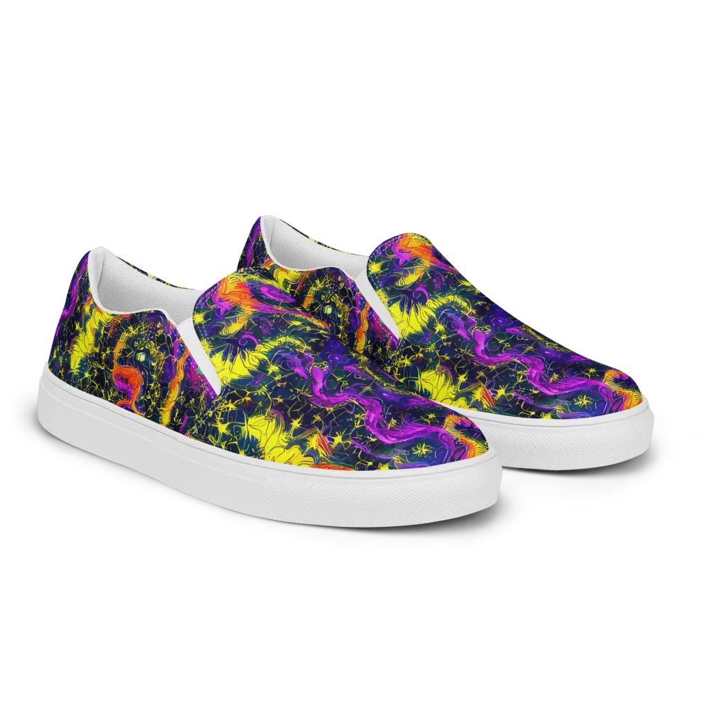Nightfire Mosaic on Women's Slip-On Canvas Shoes — Right Front