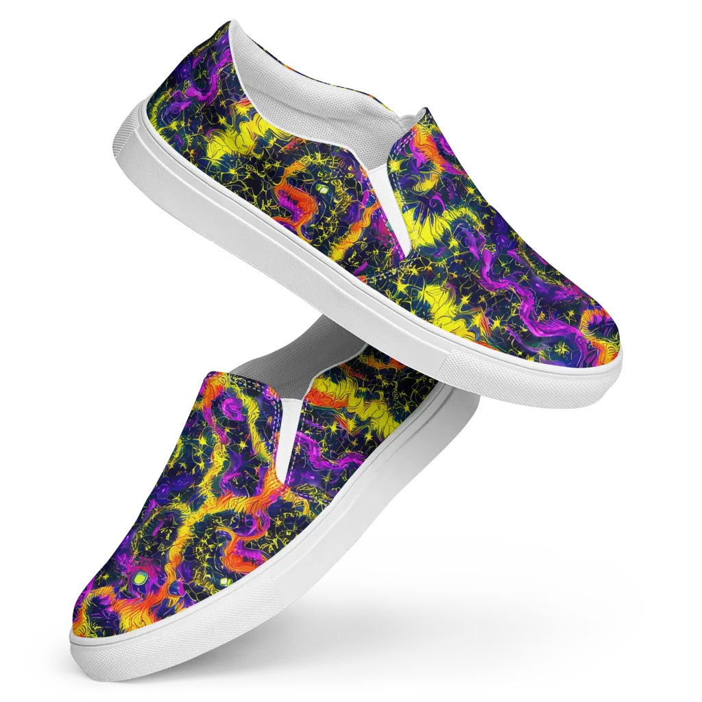 Nightfire Mosaic on Women's Slip-On Canvas Shoes — Front