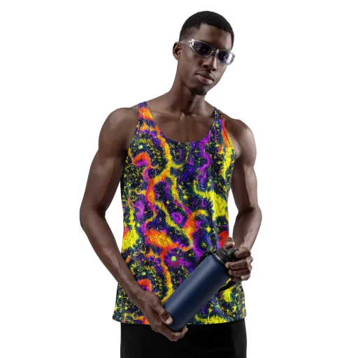 Nightfire Mosaic on a Men's Tank Top