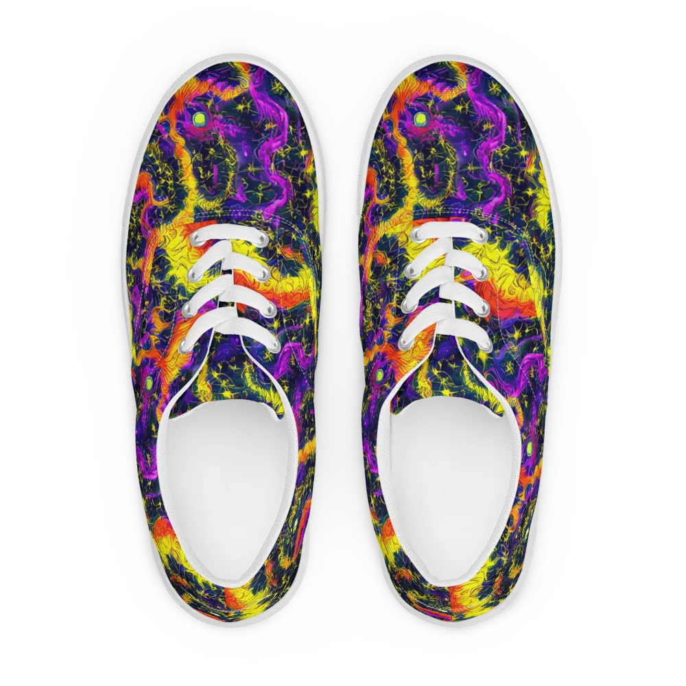 Nightfire Mosaic on Men's Lace-Up Canvas Shoes — Front