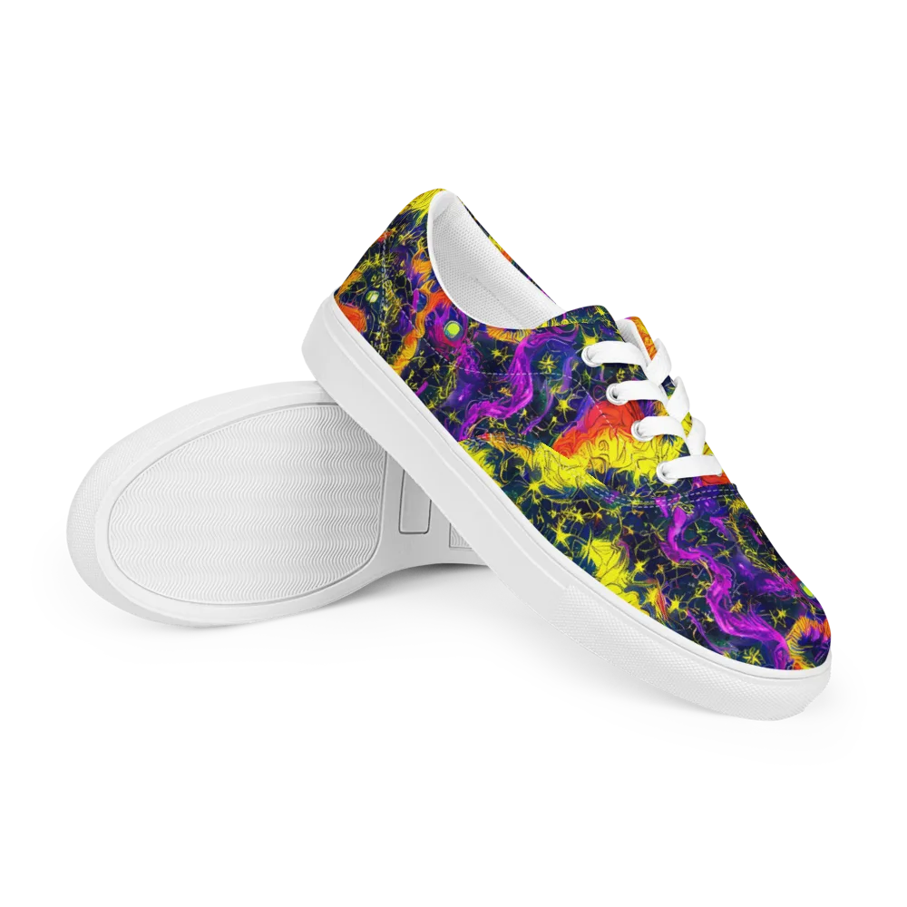 Nightfire Mosaic on Men's Lace-Up Canvas Shoes — Right Front