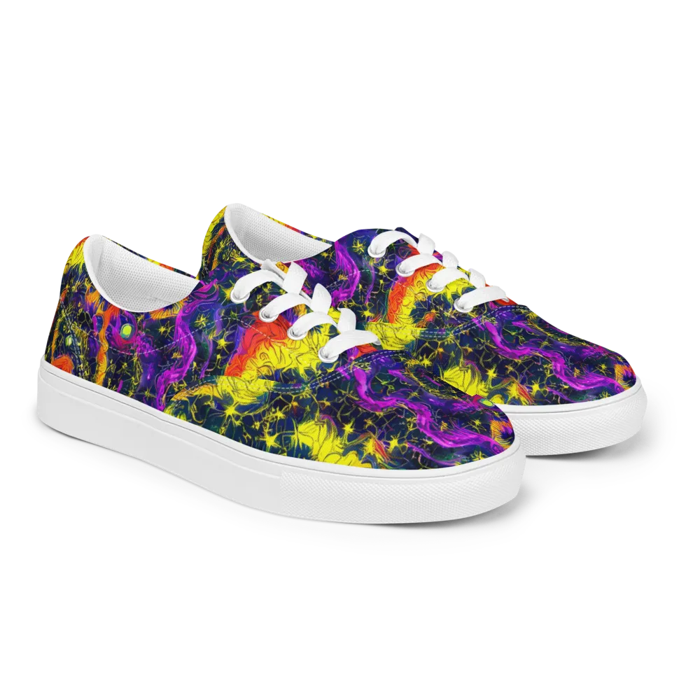 Nightfire Mosaic on Men's Lace-Up Canvas Shoes — Right Front
