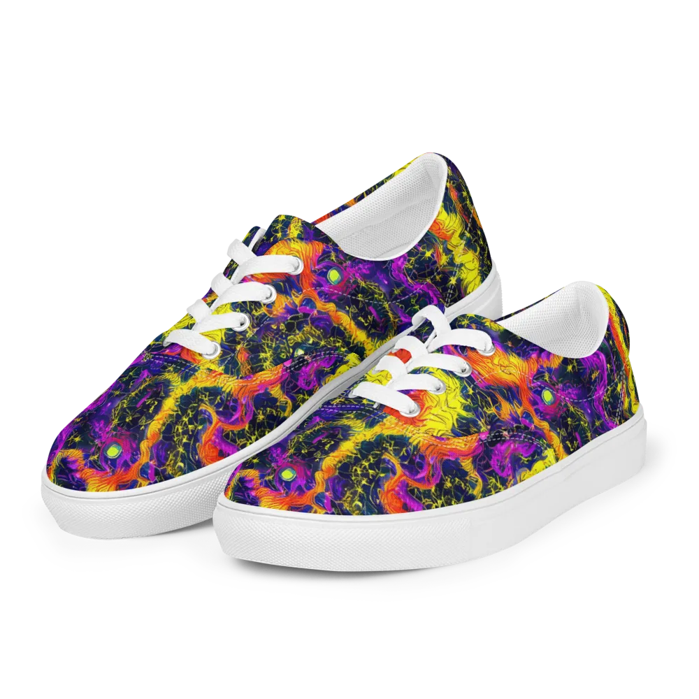 Nightfire Mosaic on Men's Lace-Up Canvas Shoes — Left Front