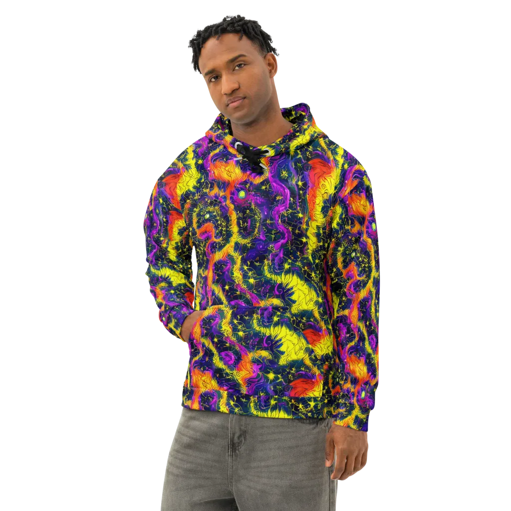 Nightfire Mosaic on Cotton Hoodie — Left Front