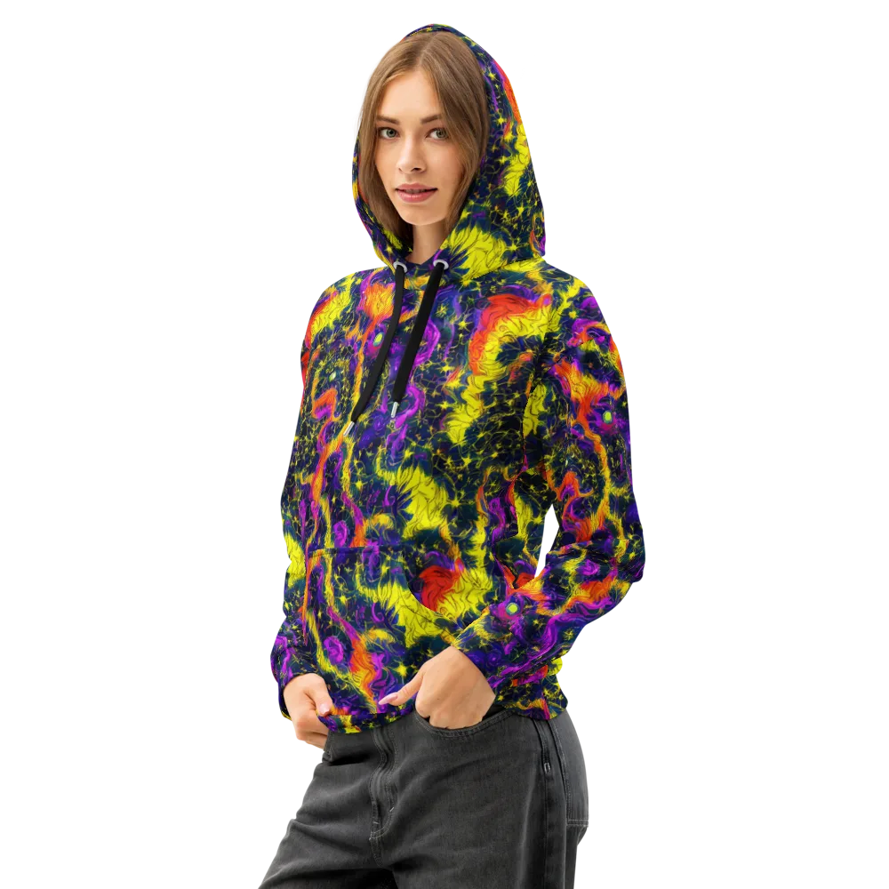 Nightfire Mosaic on Cotton Hoodie — Left Front