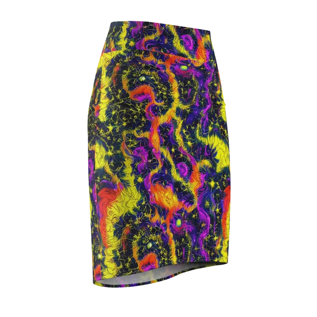Nightfire Mosaic on Pencil Skirt — Front Side