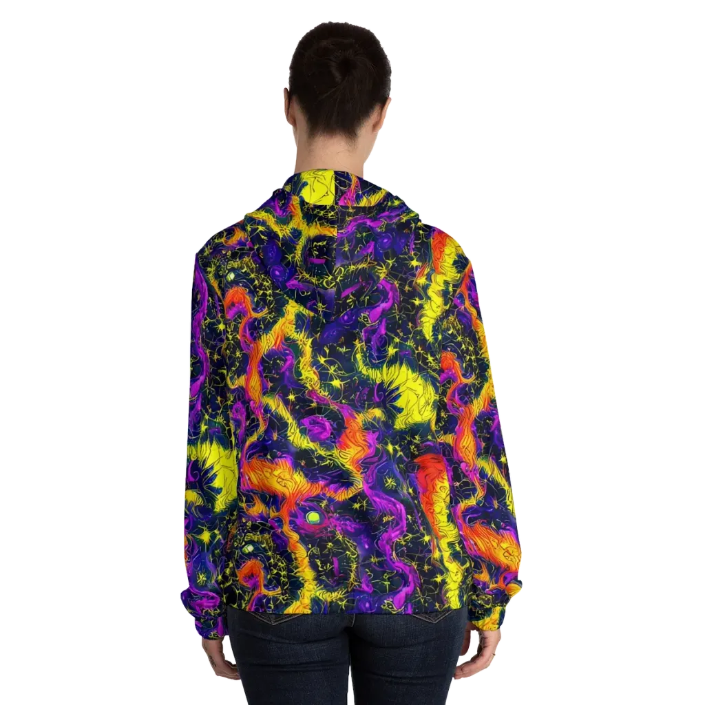 Nightfire Mosaic on Women's Full-Zip Hoodie — Back On Person