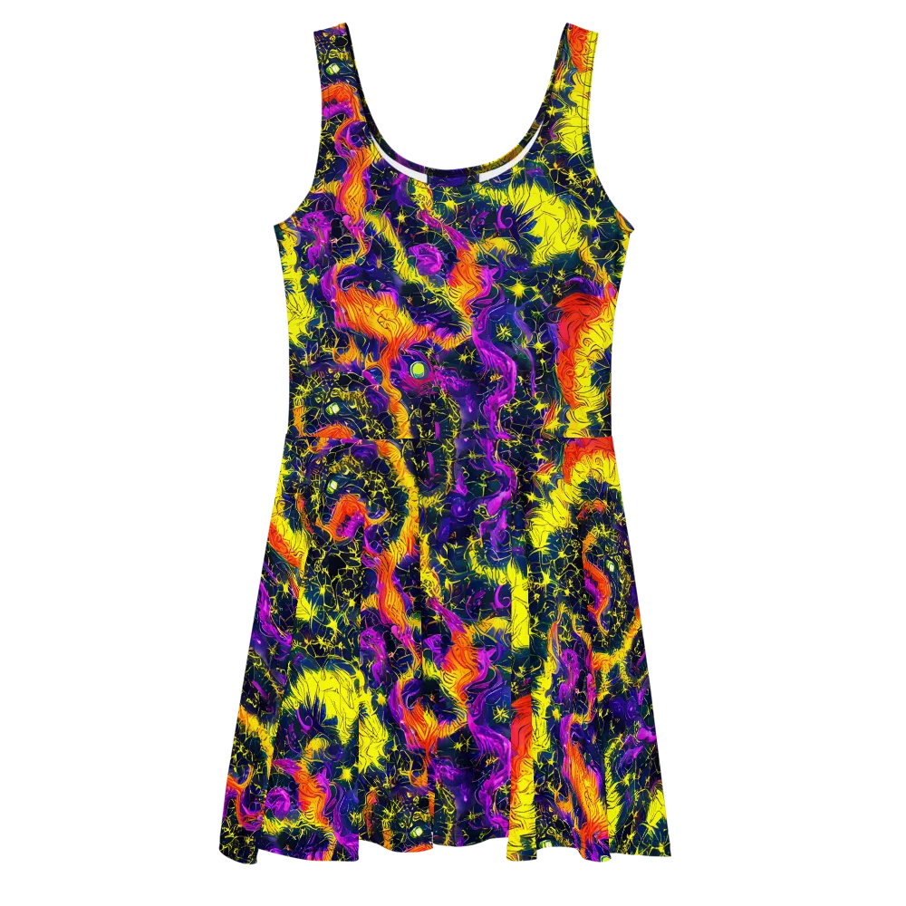 Nightfire Mosaic on Skater Dress — Front
