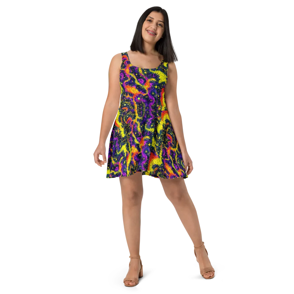 Nightfire Mosaic on Skater Dress — Front
