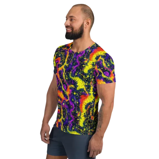 Nightfire Mosaic on a Men's Athletic T-Shirt