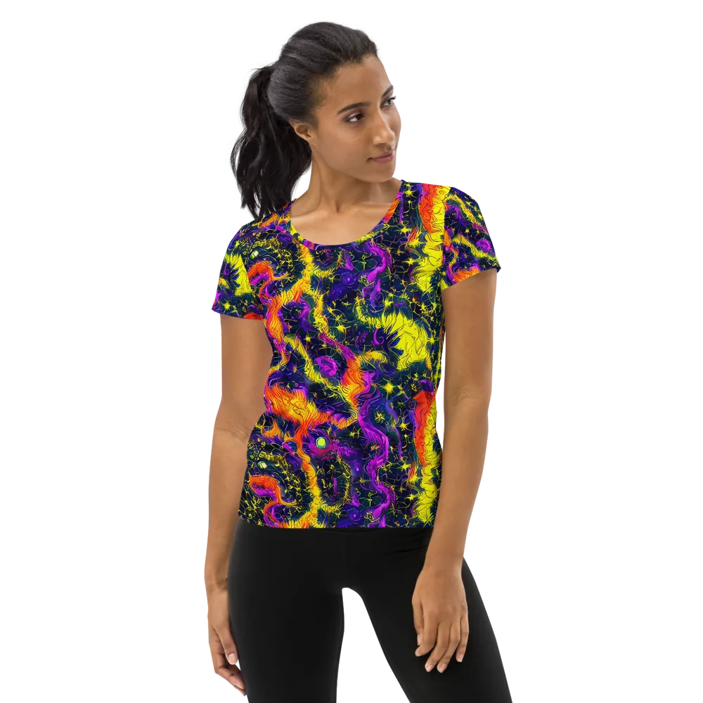 Nightfire Mosaic on Women's Athletic T-Shirt — Front