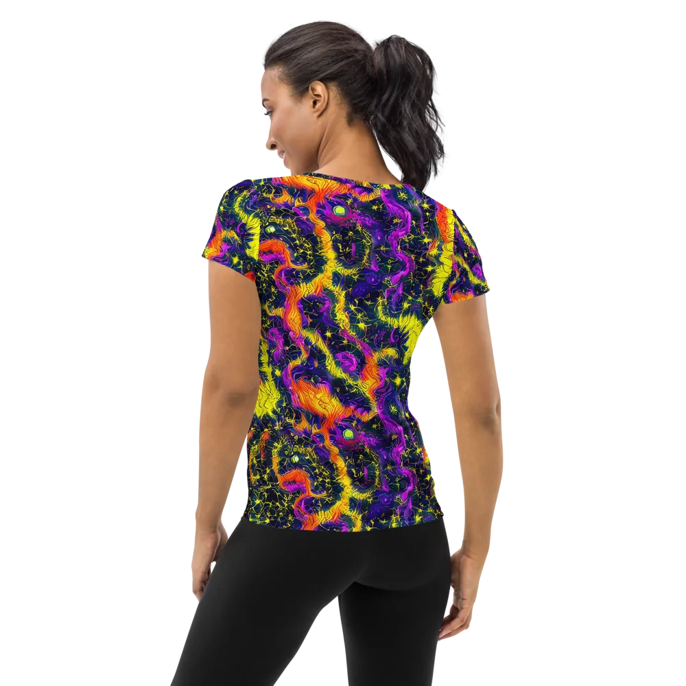 Nightfire Mosaic on Women's Athletic T-Shirt — Back