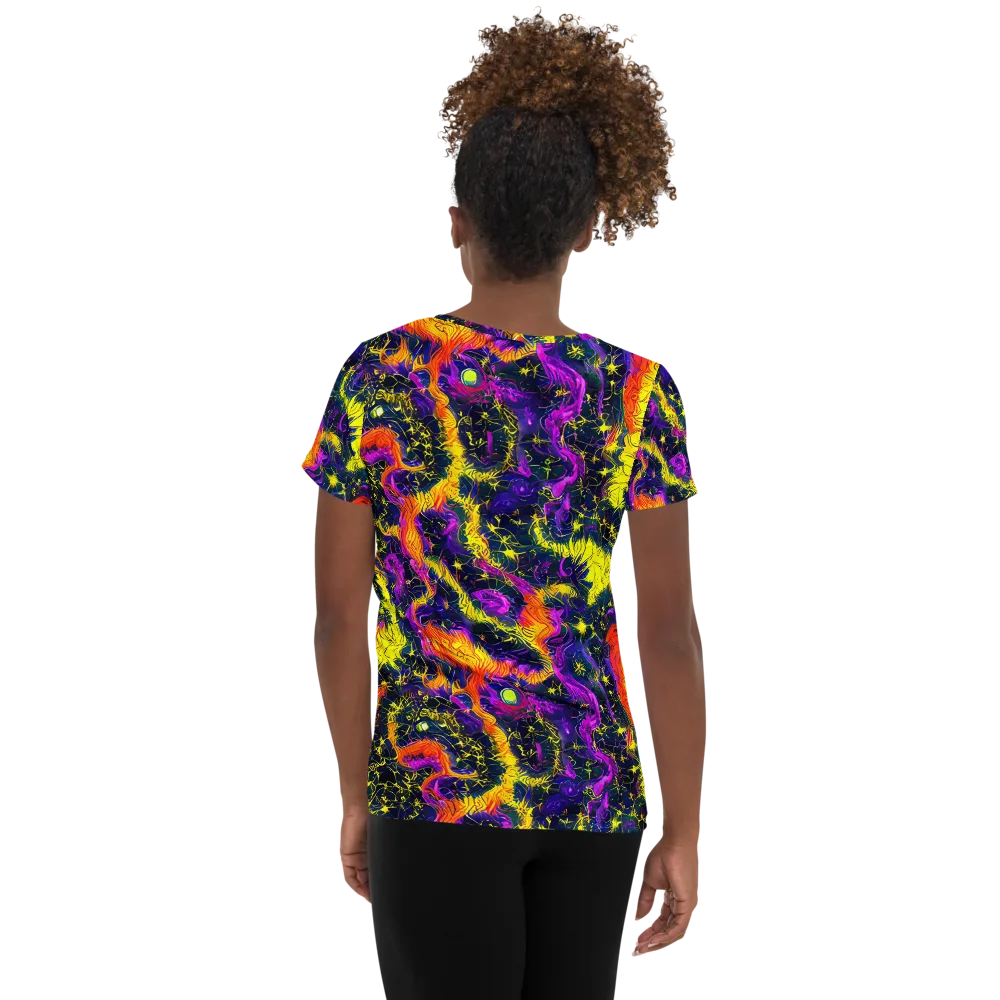 Nightfire Mosaic on Women's Athletic T-Shirt — Back