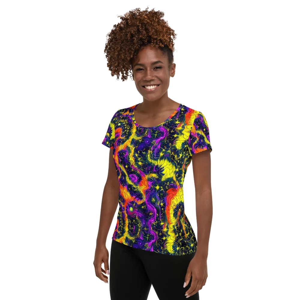 Nightfire Mosaic on Women's Athletic T-Shirt — Left