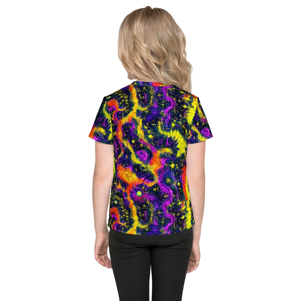 Nightfire Mosaic on Kids Crew Neck T-Shirt — Back