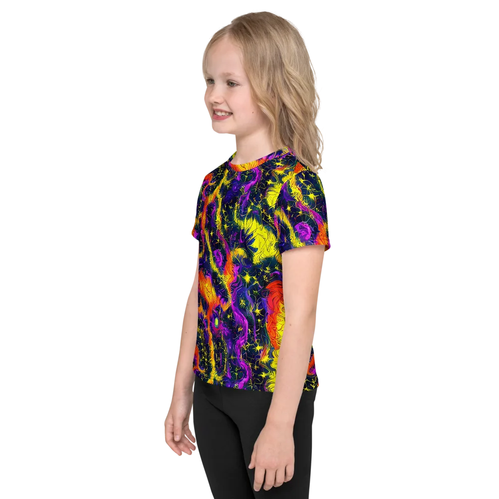 Nightfire Mosaic on Kids Crew Neck T-Shirt — Left