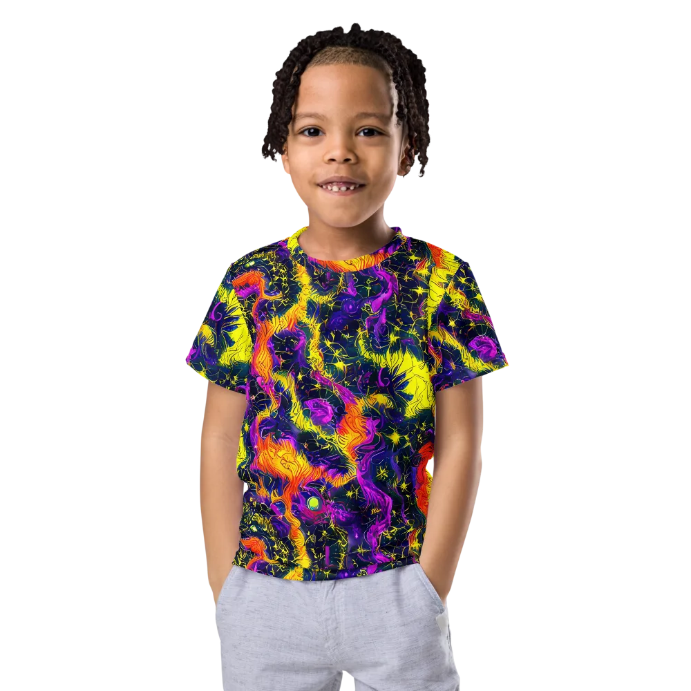 Nightfire Mosaic on Kids Crew Neck T-Shirt — Front