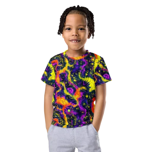 Nightfire Mosaic on a Kids Crew Neck T-Shirt