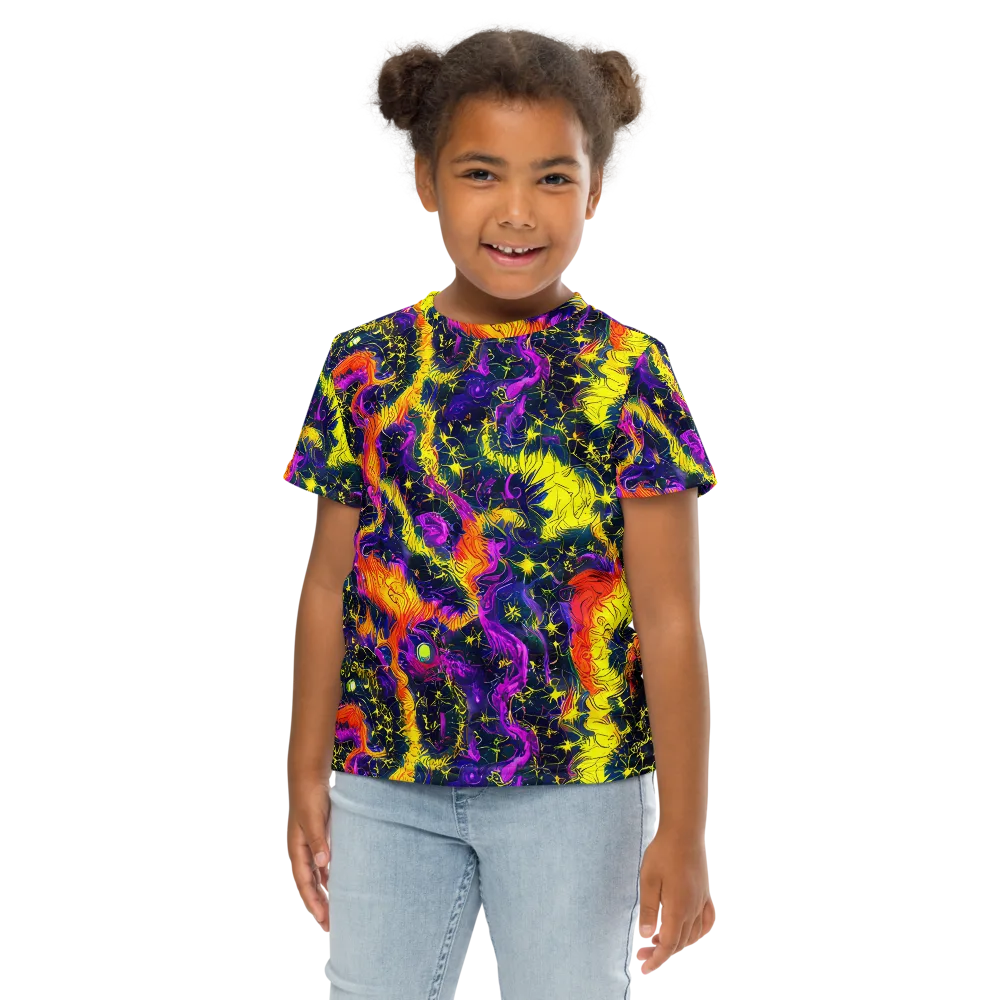 Nightfire Mosaic on Kids Crew Neck T-Shirt — Front