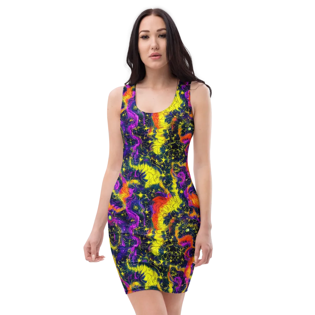 Nightfire Mosaic on Bodycon Dress — Front