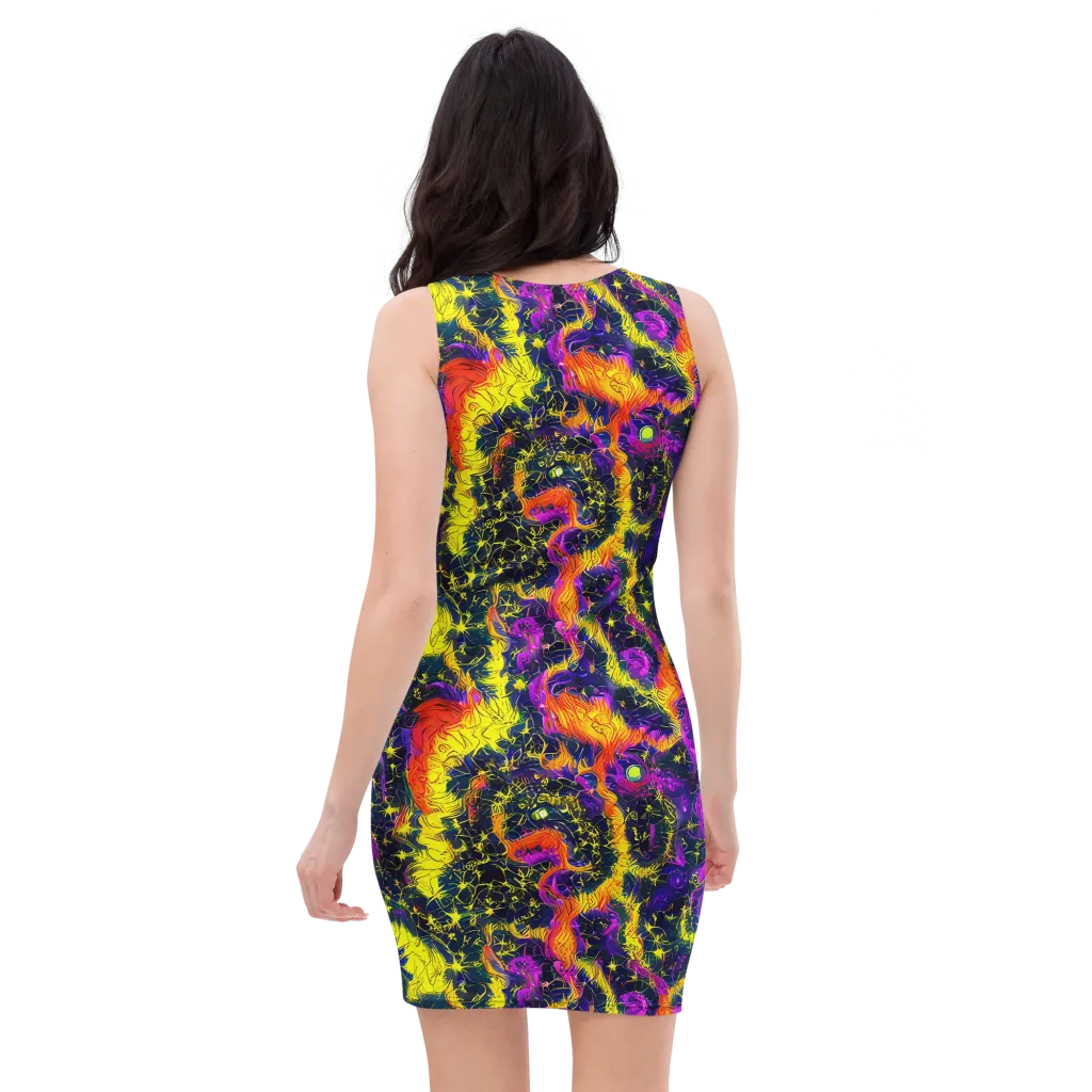 Nightfire Mosaic on Bodycon Dress — Back
