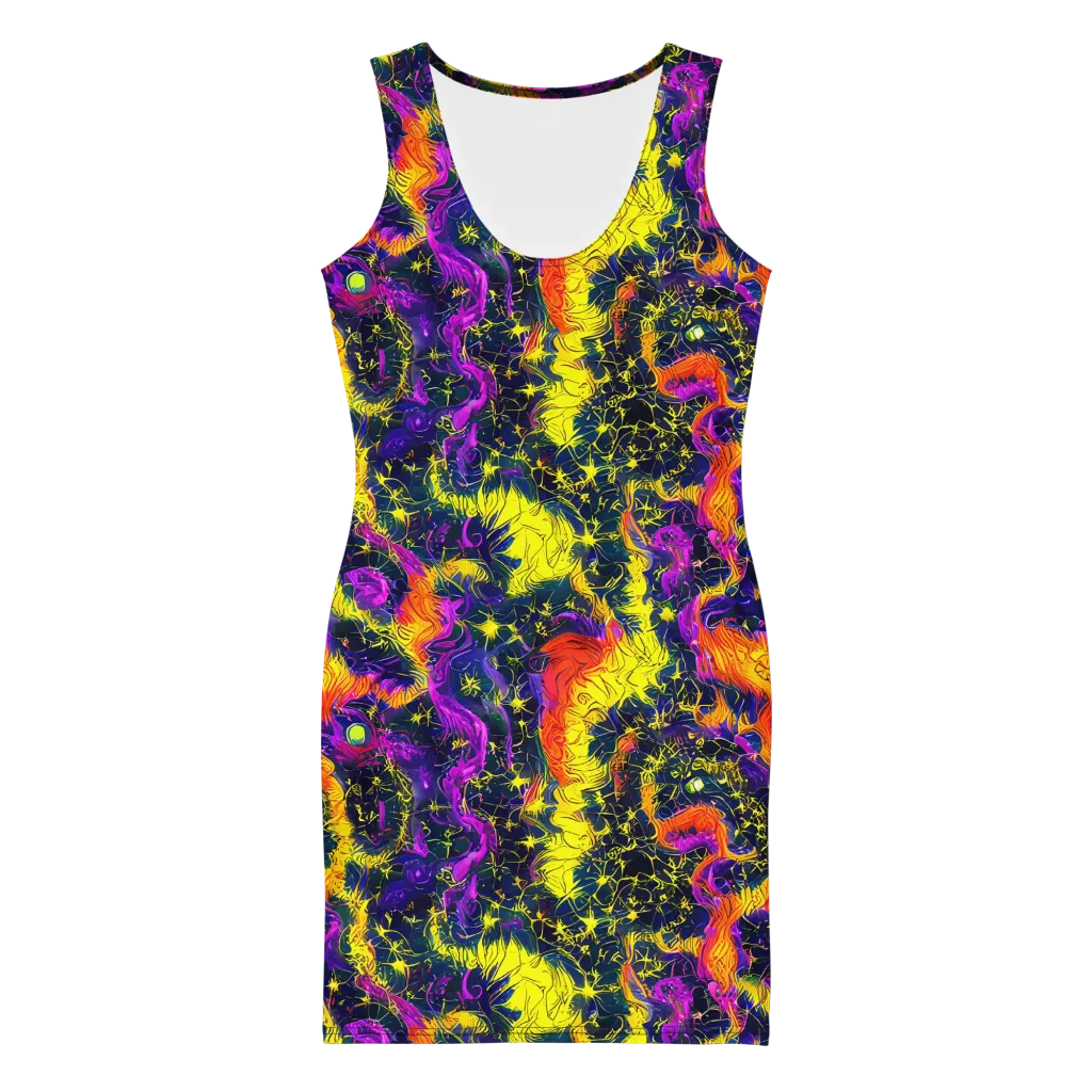 Nightfire Mosaic on Bodycon Dress — Front