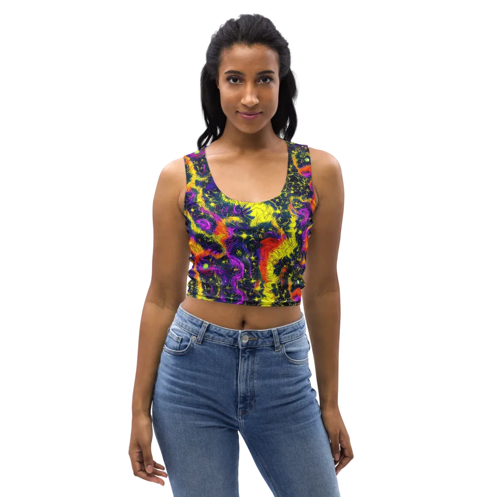 Nightfire Mosaic on Crop Top — Front