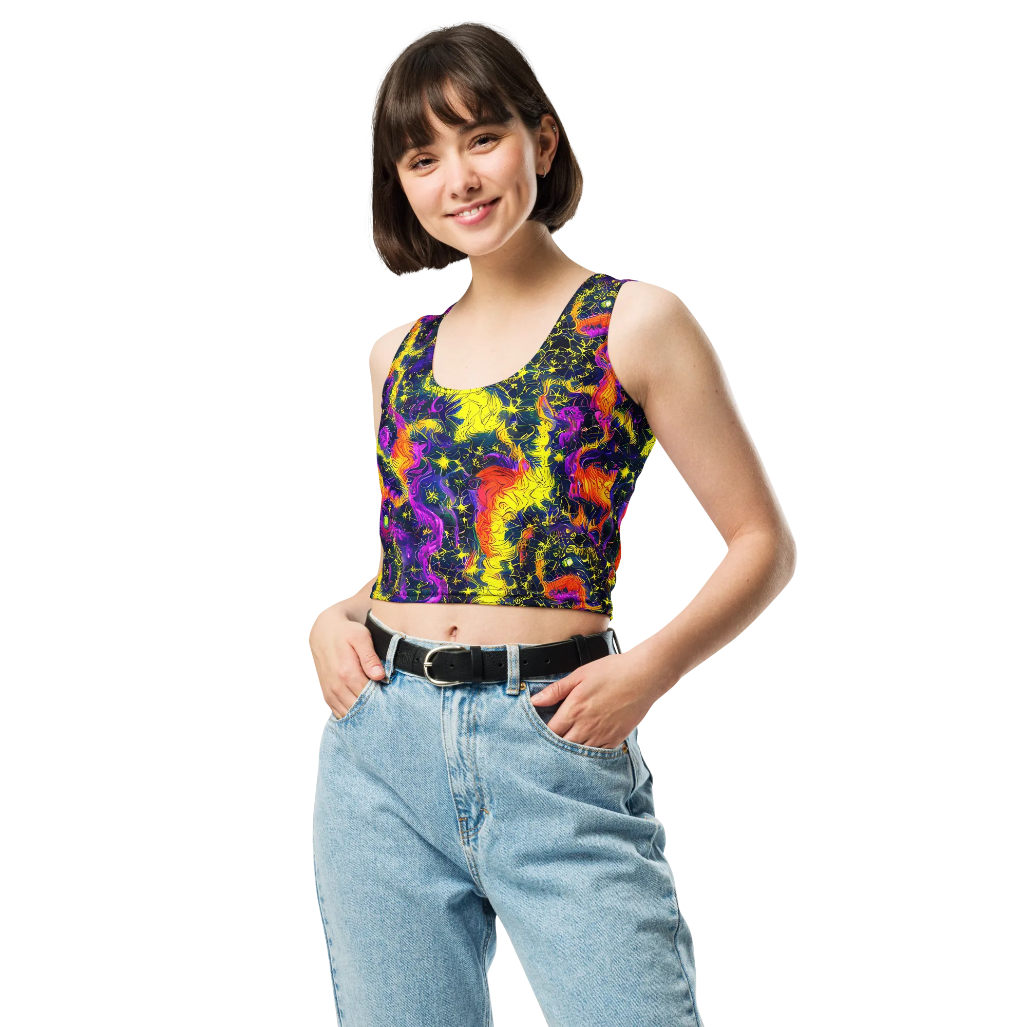 Nightfire Mosaic on Crop Top — Front