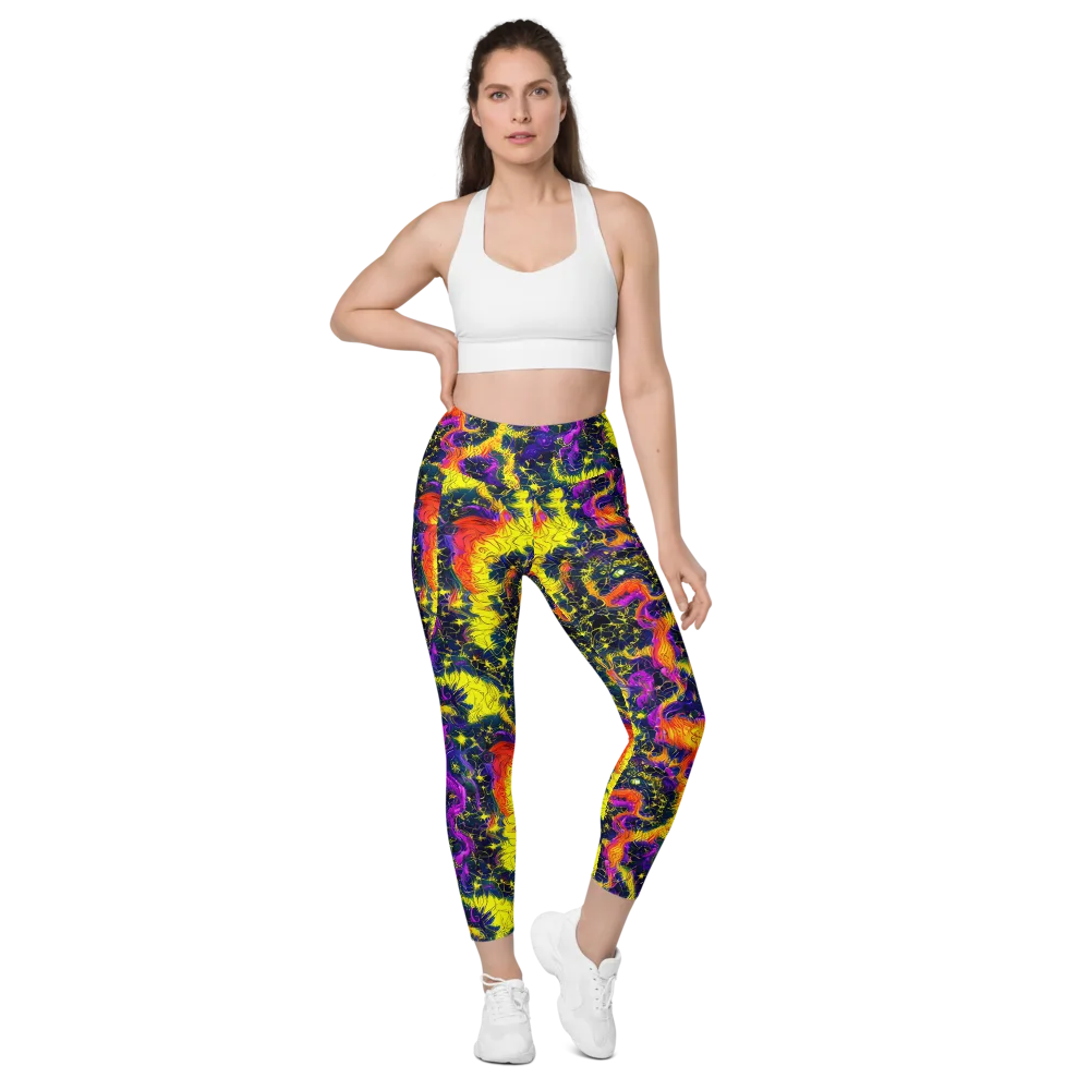 Nightfire Mosaic on Leggings with Pockets — Front