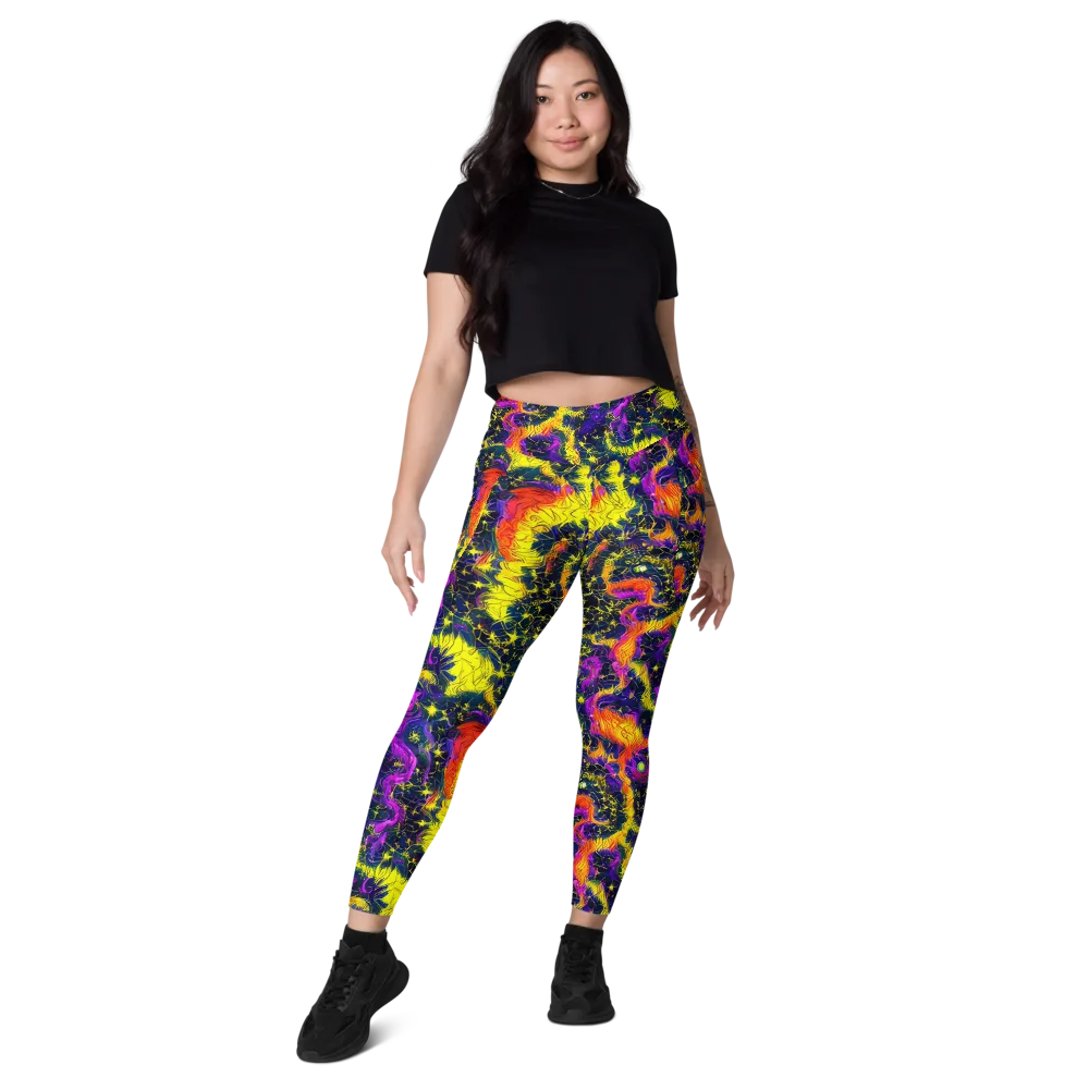 Nightfire Mosaic on Leggings with Pockets — Front