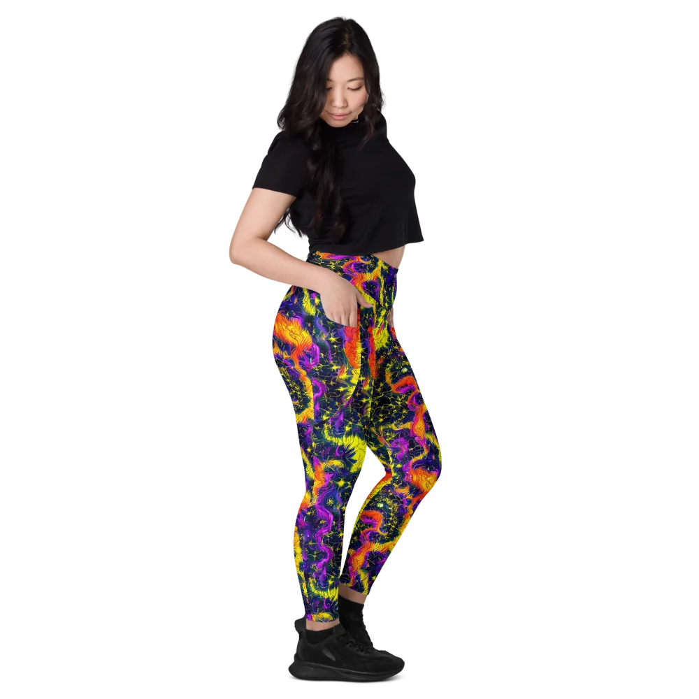 Nightfire Mosaic on Leggings with Pockets — Right