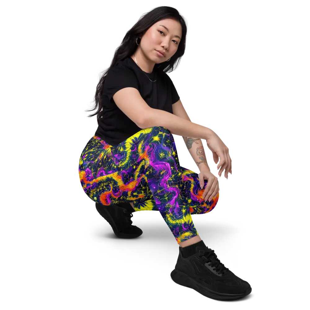 Nightfire Mosaic on Leggings with Pockets — Right Front