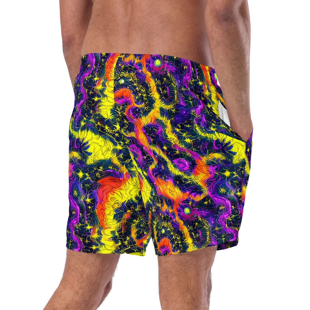 Nightfire Mosaic on Swim Trunks — Right Back