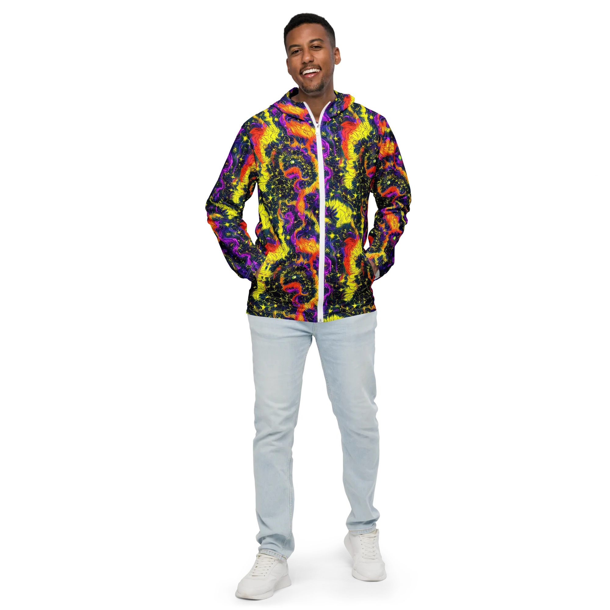 Nightfire Mosaic on Men's Windbreaker — Front