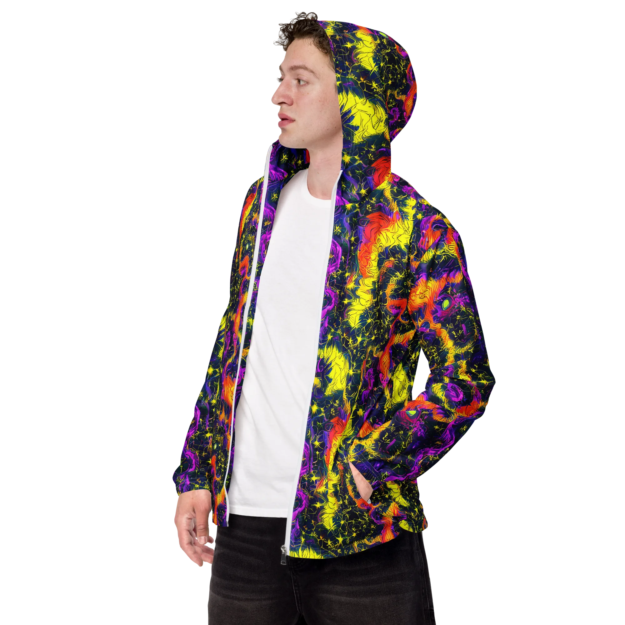 Nightfire Mosaic on Men's Windbreaker — Left Front