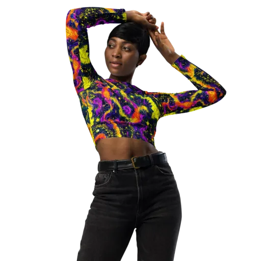 Nightfire Mosaic on a Long Sleeve Crop Top