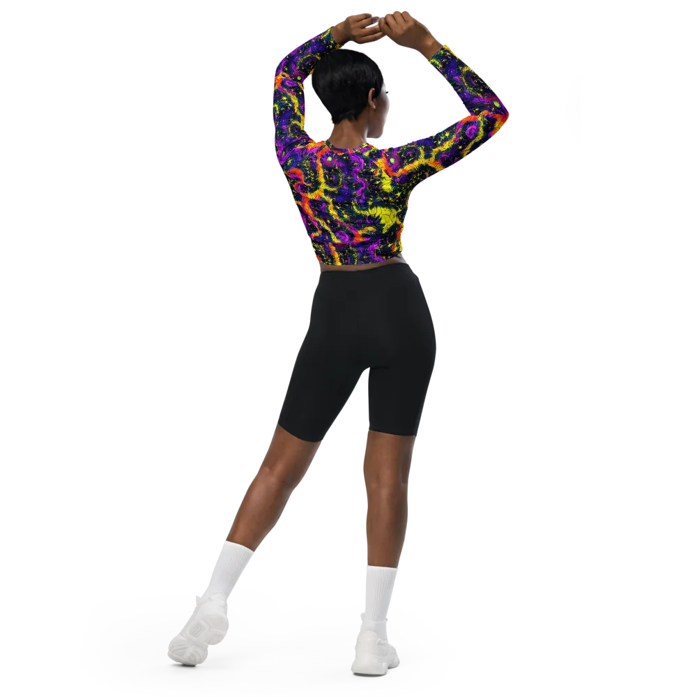 Nightfire Mosaic on Long Sleeve Crop Top — Back