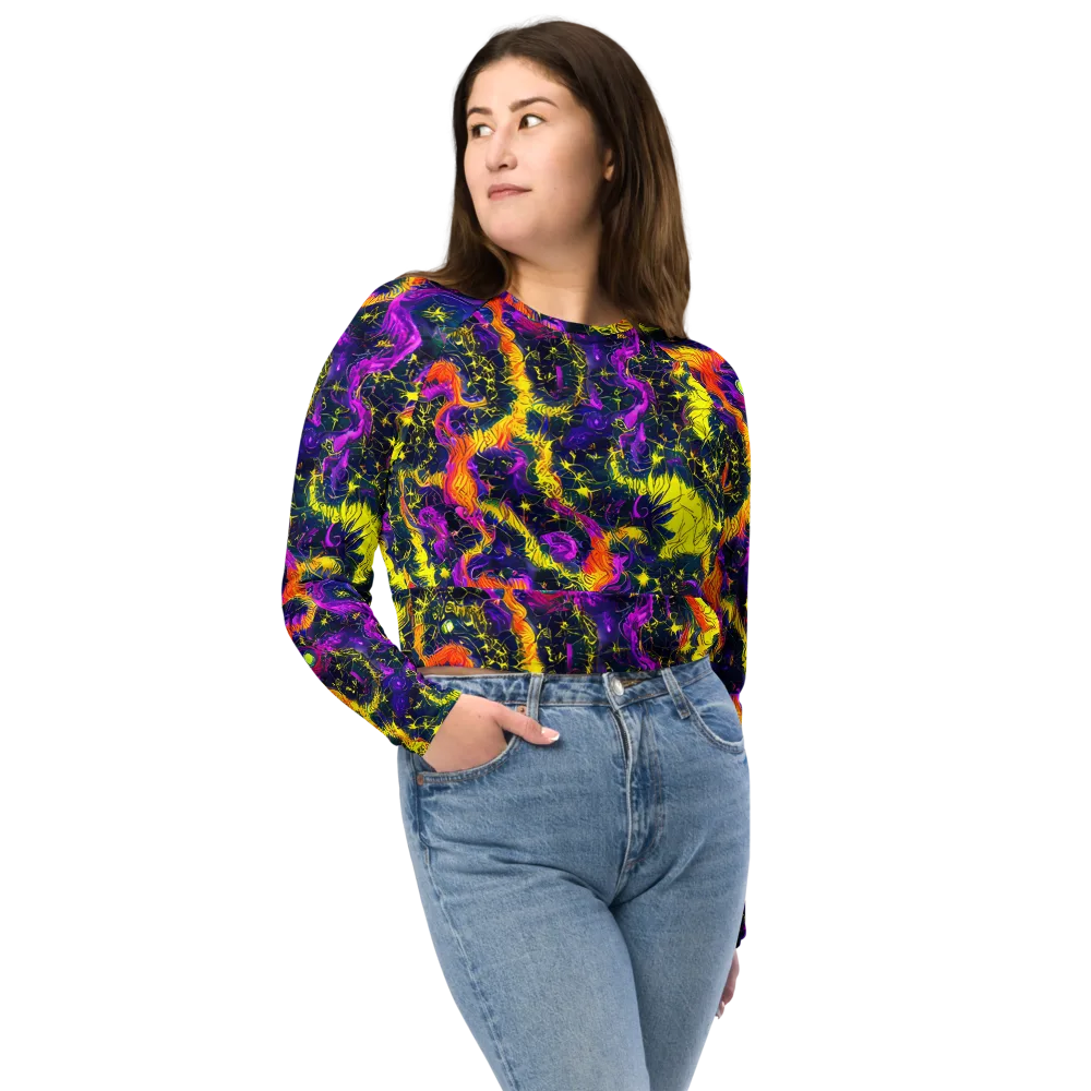 Nightfire Mosaic on Long Sleeve Crop Top — Front