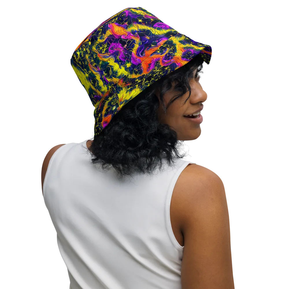 Nightfire Mosaic on Reversible Bucket Hat — Right Outside