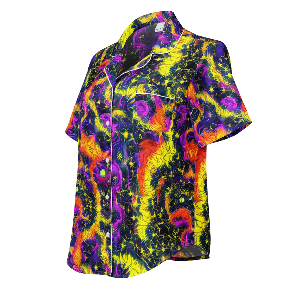 Nightfire Mosaic on Women's Short Sleeve Pajama Top — Left Front